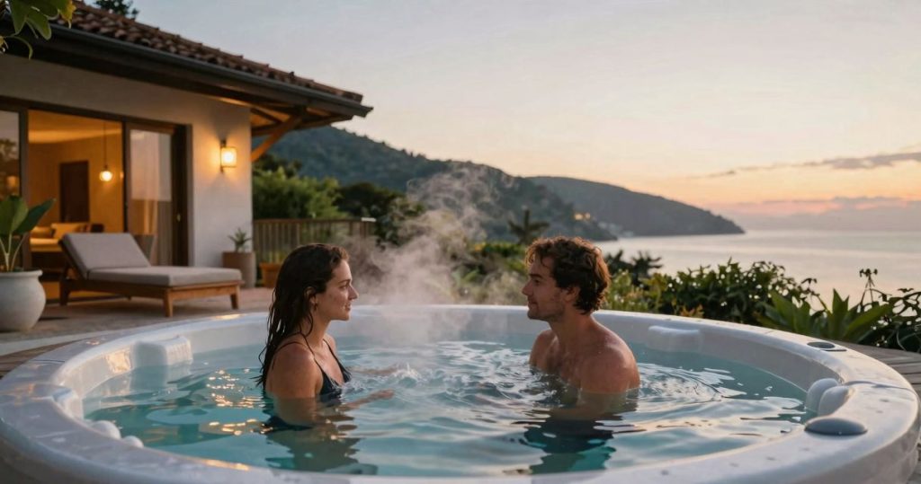 week end en amoureux: jacuzzi couple, détente garantie