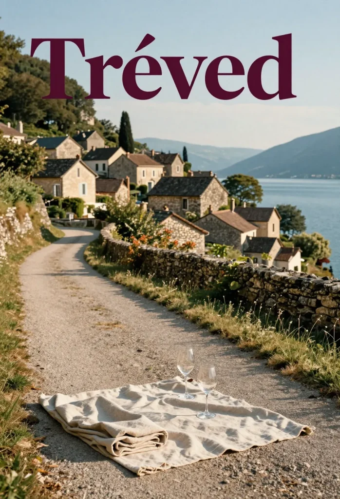 Escapade romantique en France devant un village provençal et un paysage lumineux