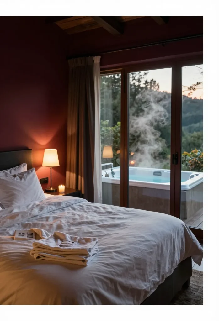 Gîte coquin privatif avec lit en lin, bougies et jacuzzi dans une ambiance chaleureuse