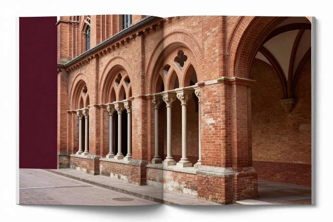 Visite romantique à Toulouse devant les briques et les voûtes du couvent des Jacobins